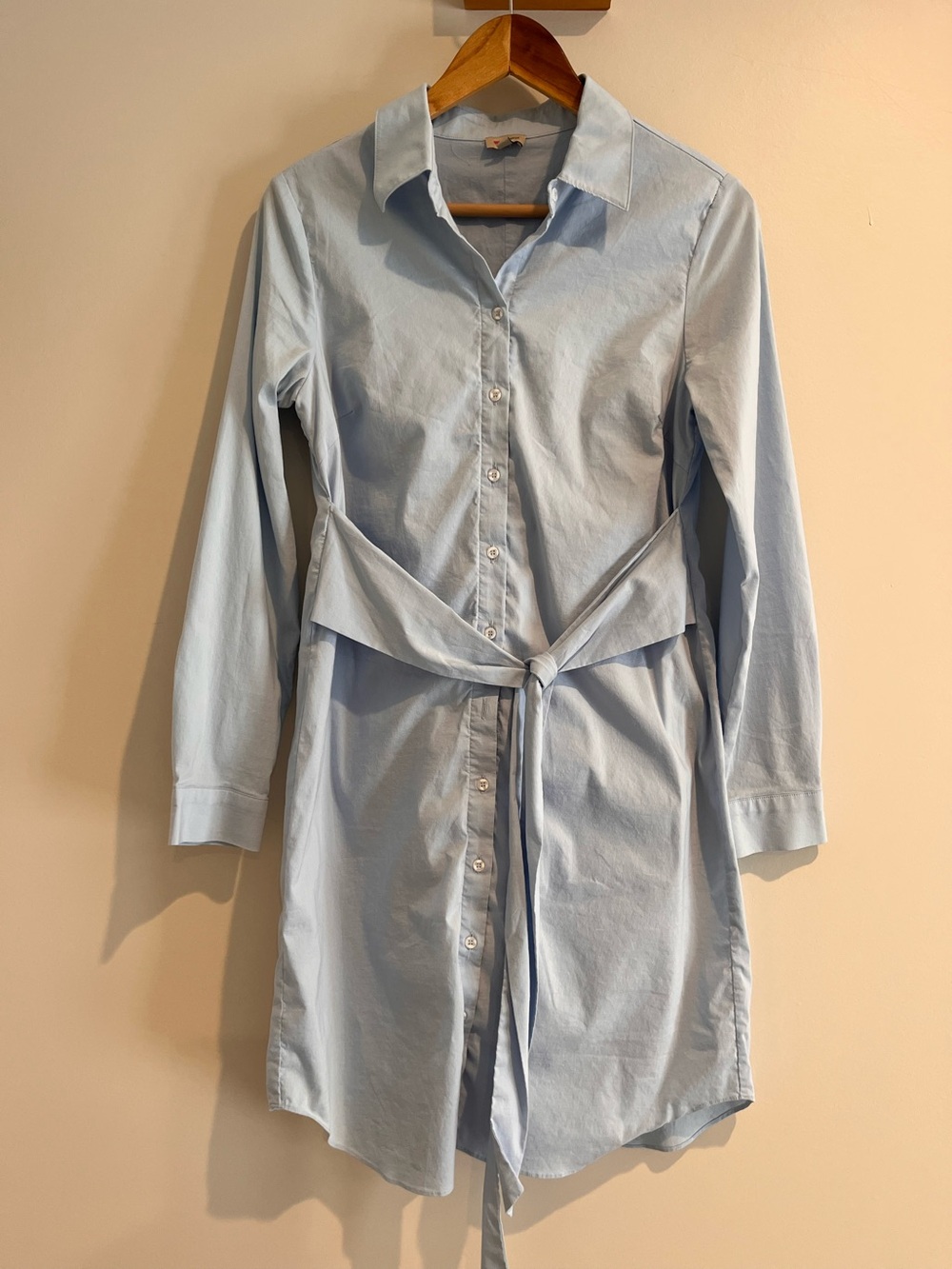 Cremieux Tie Front Chambray Benjamin Shirt Dress SMALL Cotton Coastal French